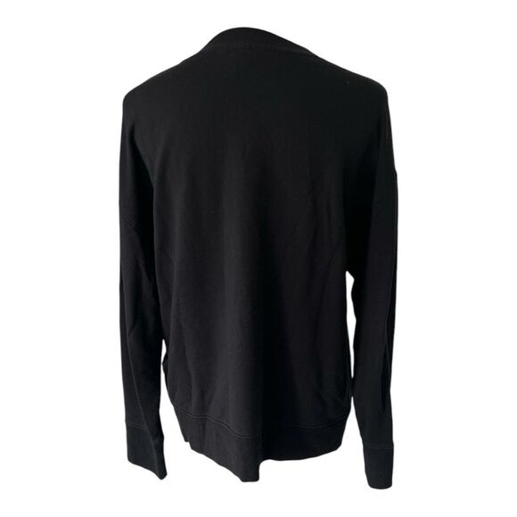 Athleta Half Button Crew Sweatshirt Black size M - Picture 2 of 4